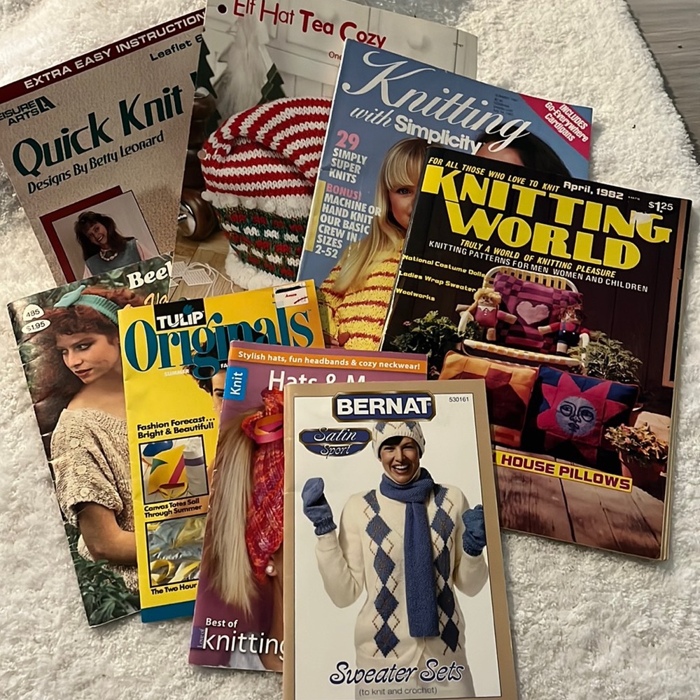 Bundle of 8 knitting books for yarn crafts